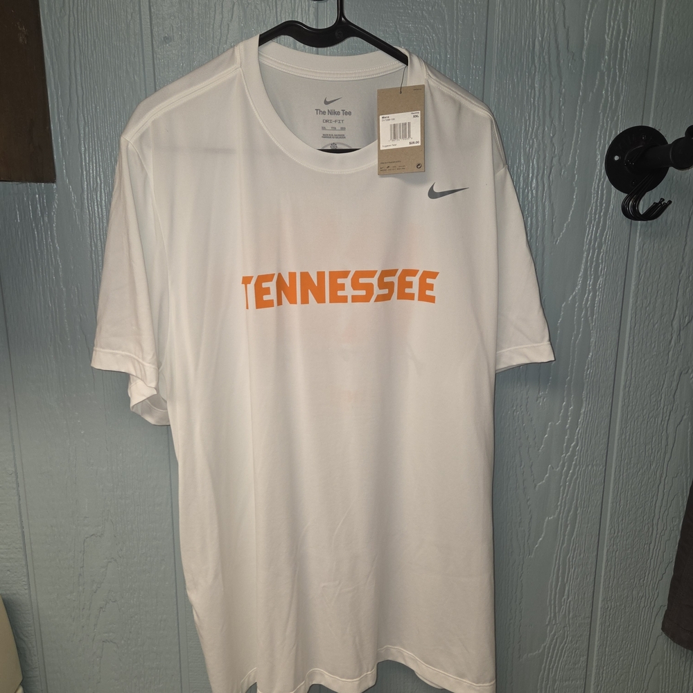Nike Men's White and Orange Tennessee Tee